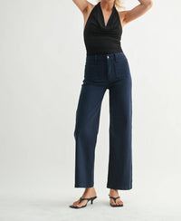 Just Black Denim - Mini Patch Pocket Wide Leg Jeans