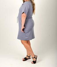 SHE + SKY Scuba Knit Dress in blue - women's dress - detail view
