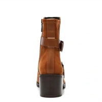 Donald Pliner - Women's Suede Saddle Buckle Straps Moto Boots
