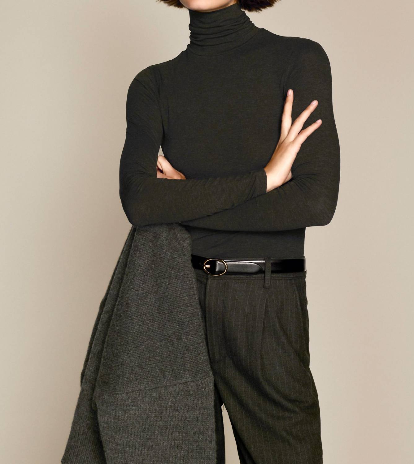 Sold Out NYC Turtleneck Long Sleeves Top in charcoal - women's sweater - view 5