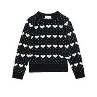 THE GREAT. The Heart Crew Sweater in black w pearl - women's sweater - view 5