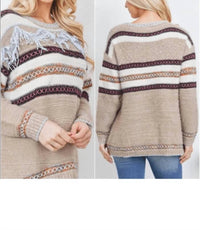En Creme - Fringe & Stitch Detail Sweater