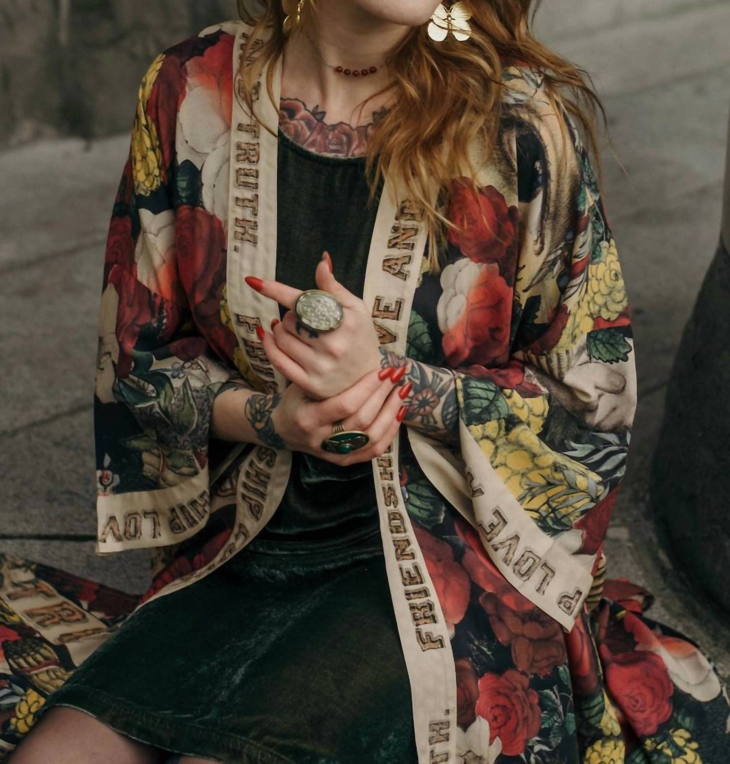Market Of Stars - Friendship Love And Truth Long Duster Bamboo Kimono Robe
