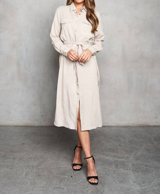 Paparazzi - Tencel Slub Long Sleeve Shirt Dress