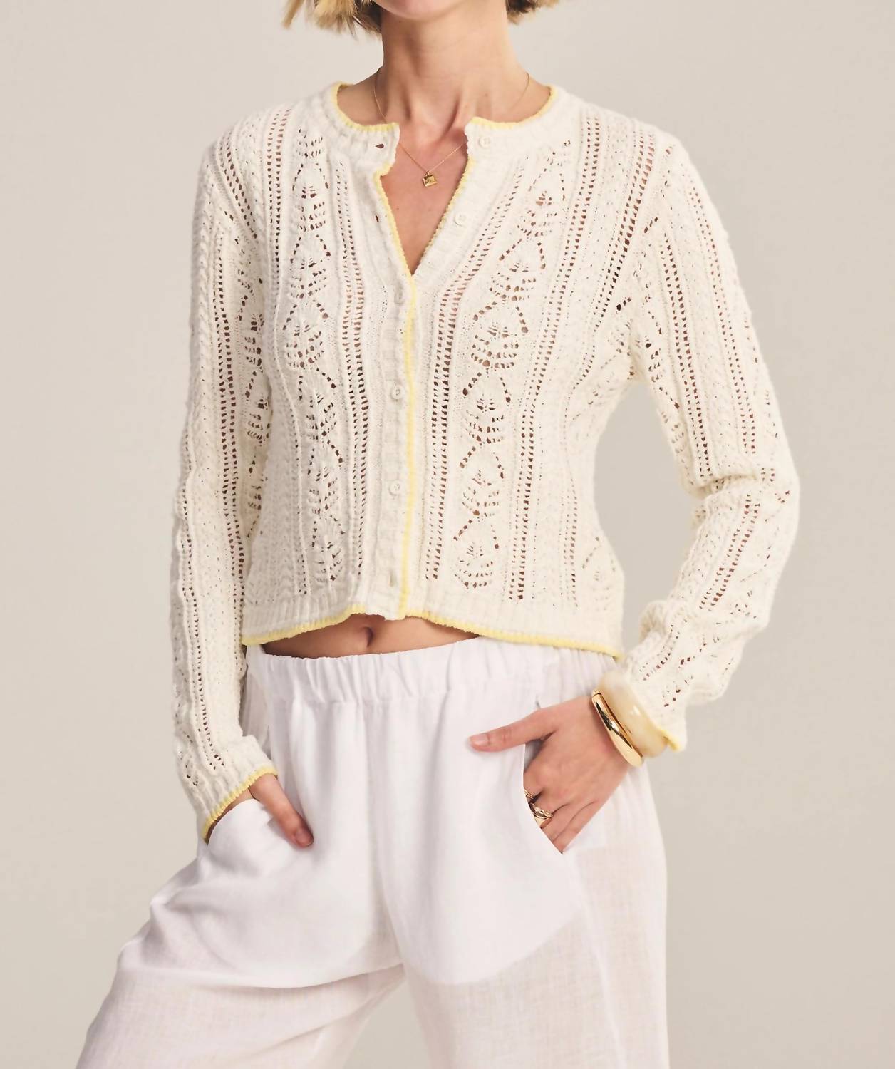 Velvet By Graham & Spencer - Daisy Pointelle Cardigan
