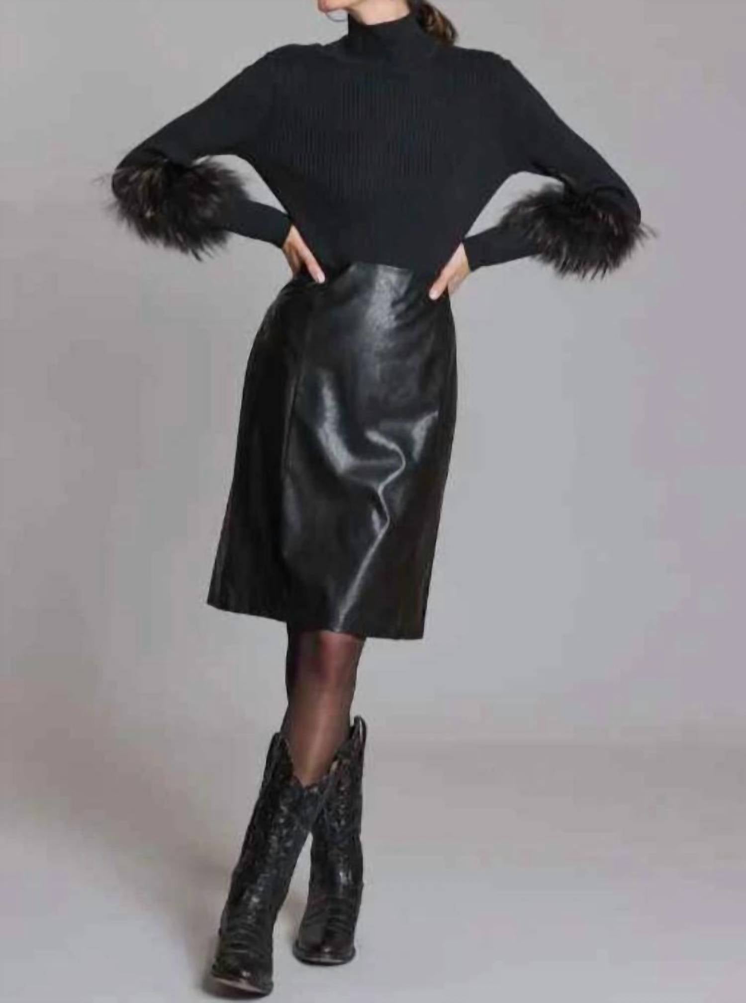 Tyler Boe - Skyler Pleather Knee Length Skirt