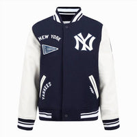 PRO STANDARD Kid's New York Yankees MLB Retro Classic Rib Wool Varsity Jacket in navy white - item - alternate view