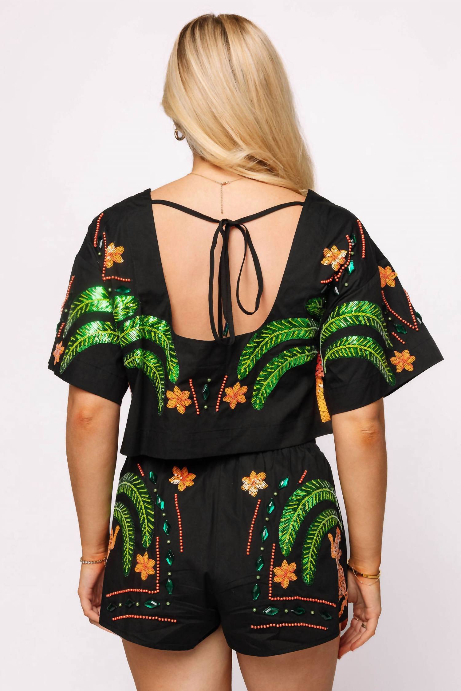 Queen Of Sparkles - Palm Tree And Jaguar Top