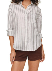 Bella Dahl - Stripe Linen Blend Button-up Top