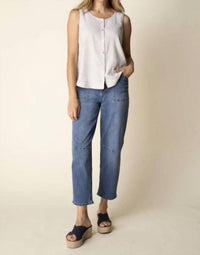 Habitat - Linen Pleat Back Button Tank Top