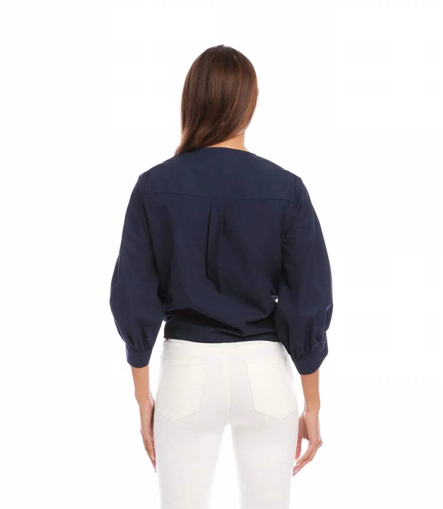 Karen Kane - Blouson Sleeve Tie-Front Top