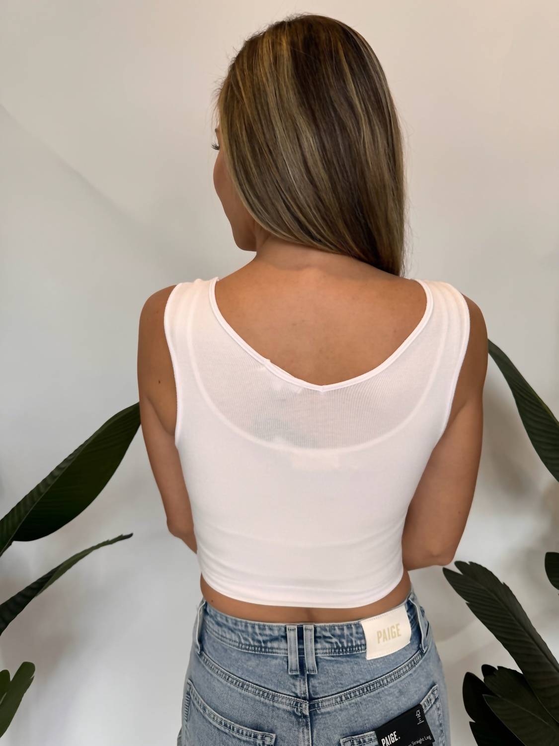 LAmade Clement Crop Tank in white - women's tank top - detail view