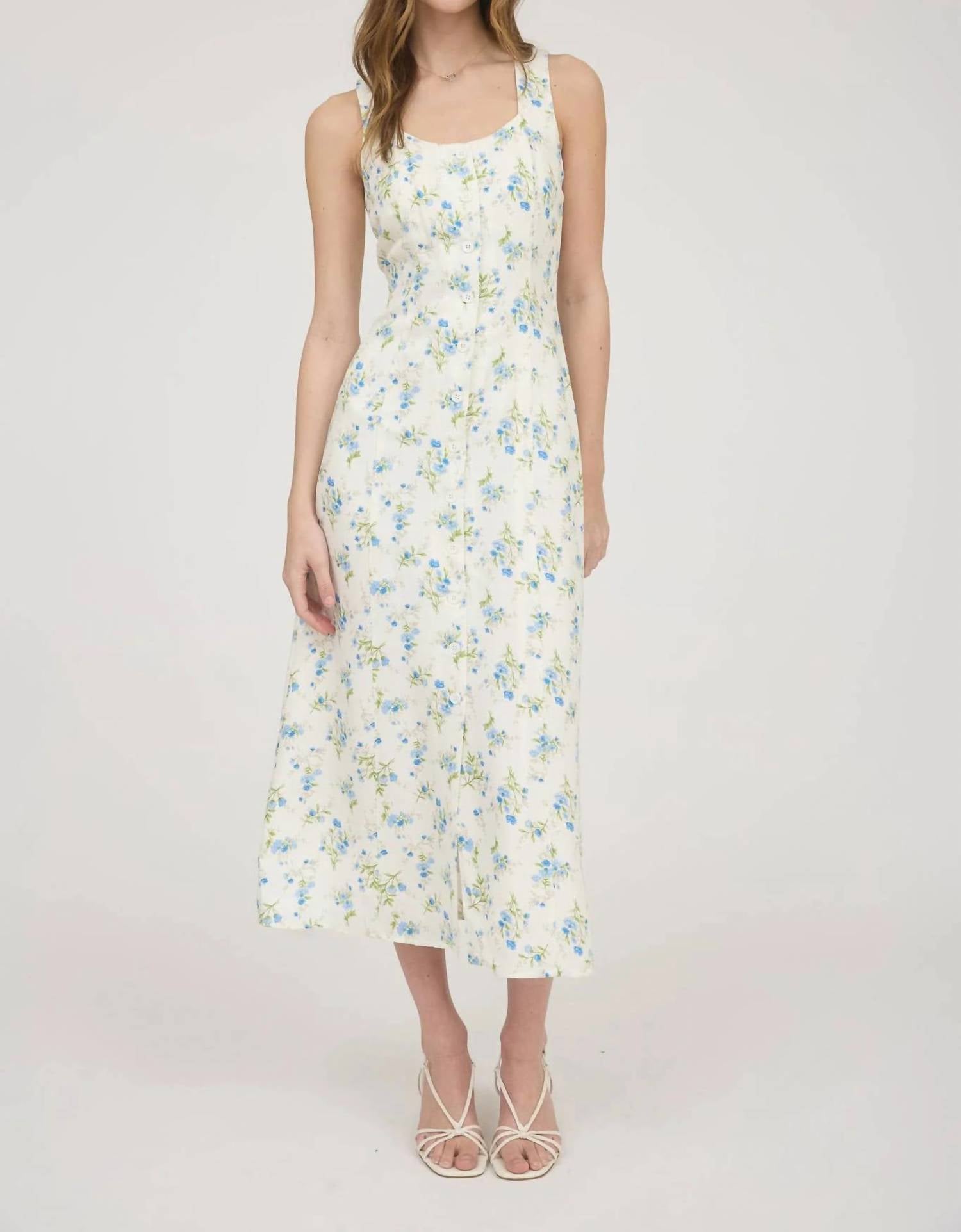 The Workshop Studio - Floral Sleeveless Button Down Midi Dress