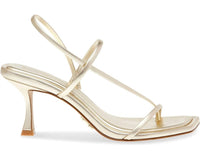 STEVE MADDEN Women's Locke Leather Strappy Y2k Mid Heels Sandals in champagne - women's sandal