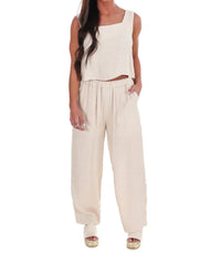 Blu Pepper - Breezy Escape Square Neck Top And Wide Leg Pants Two Piece Set