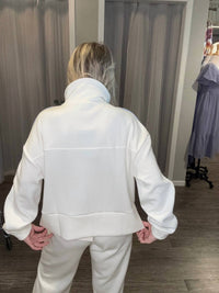 FATE + FORTUNE Mac And Me Quarter Zip Sweatshirt in white - women's top - view 4