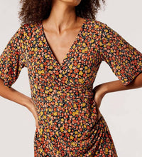 Apricot - Side Ruch Graphic Ditsy Wrap Dress