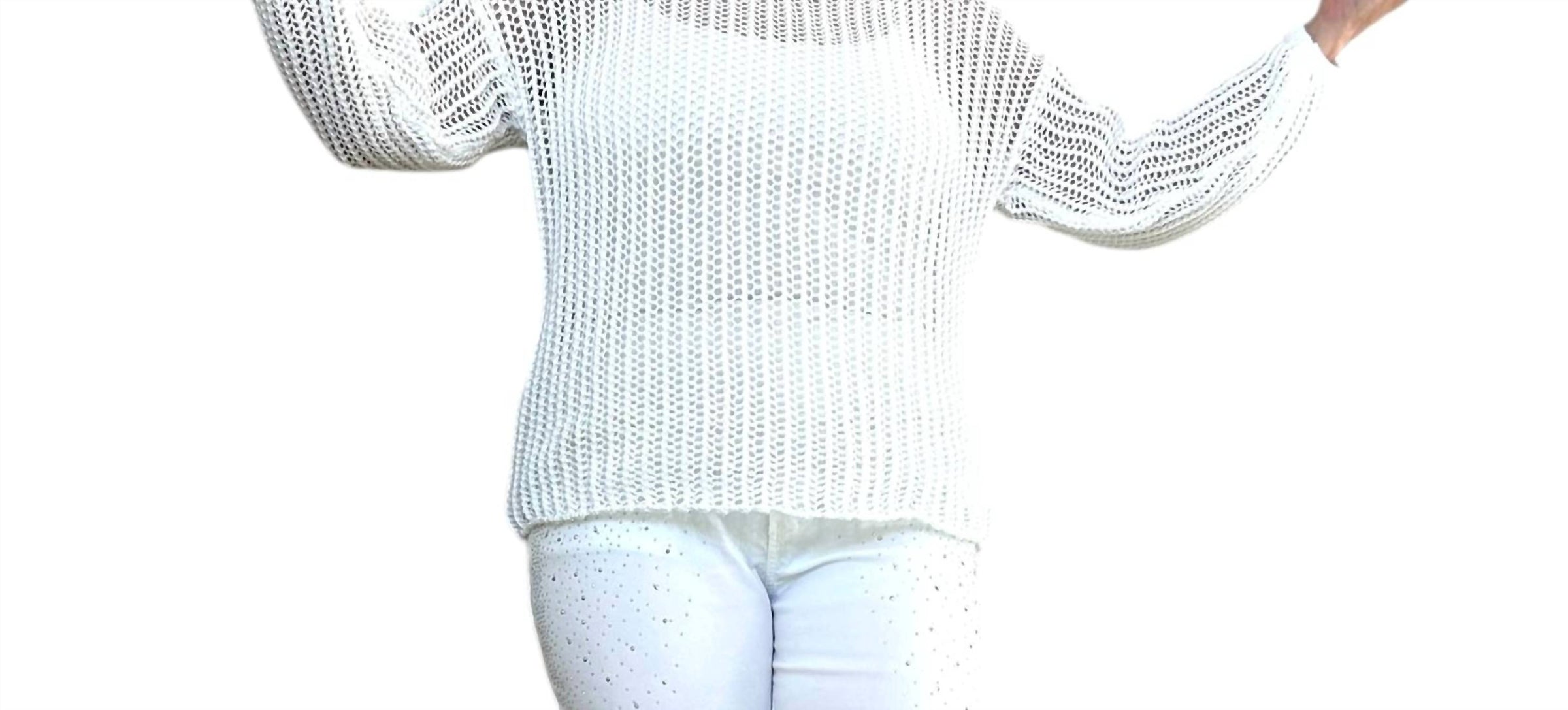 Made In Italy - Breezy Crochet V-Neck Top