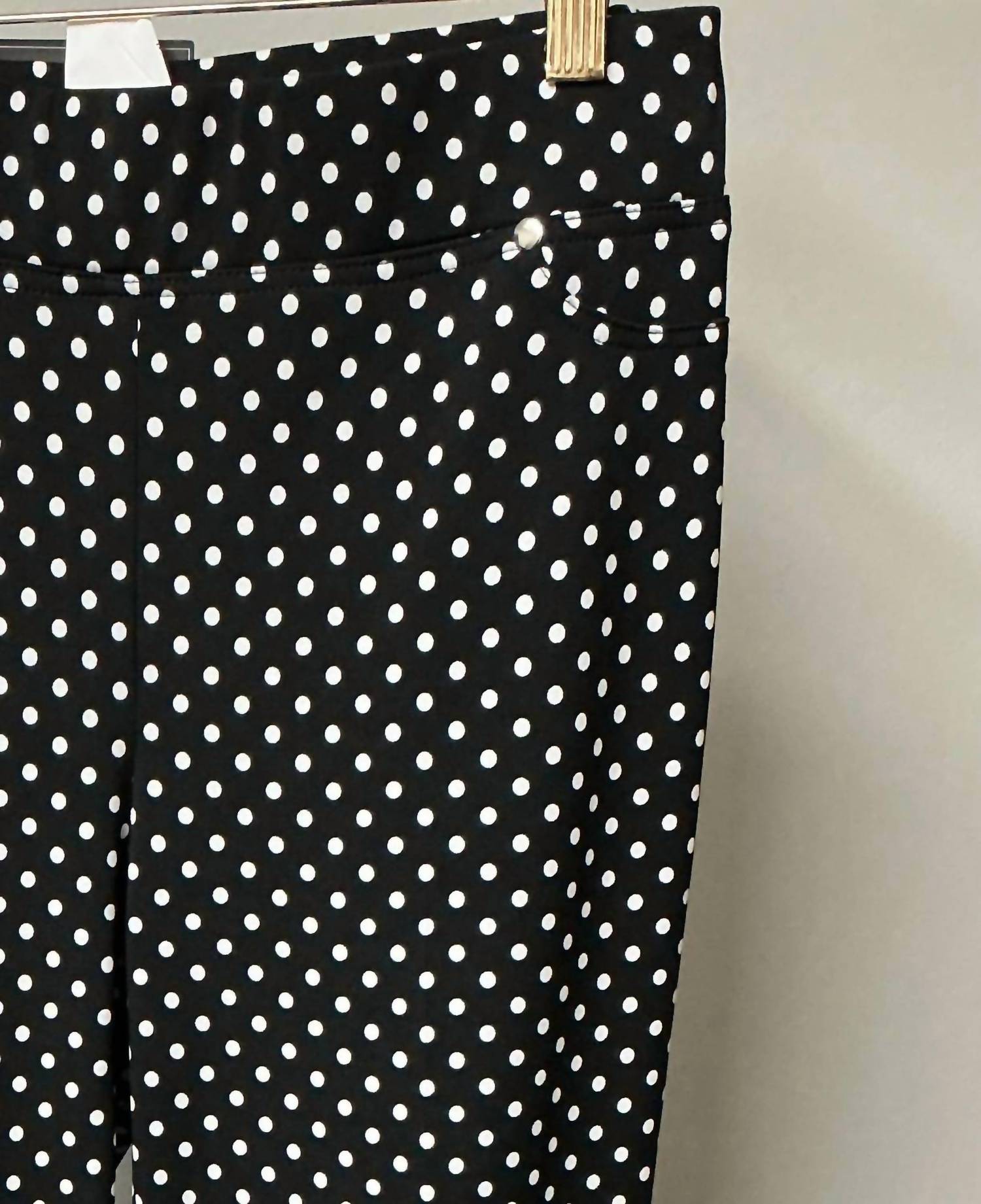Frank Lyman Women's Polka Dotted Capris Pants in black - women's pants - detail view