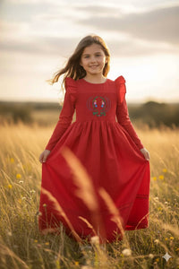 Nipoti - Girls Hand-embroidered Cotton Maxi Dress