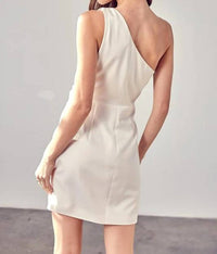 Dobe - One Shoulder Pleats Dress