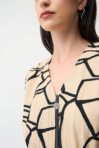 Joseph Ribkoff - Abstract Zip Front Flared Dress