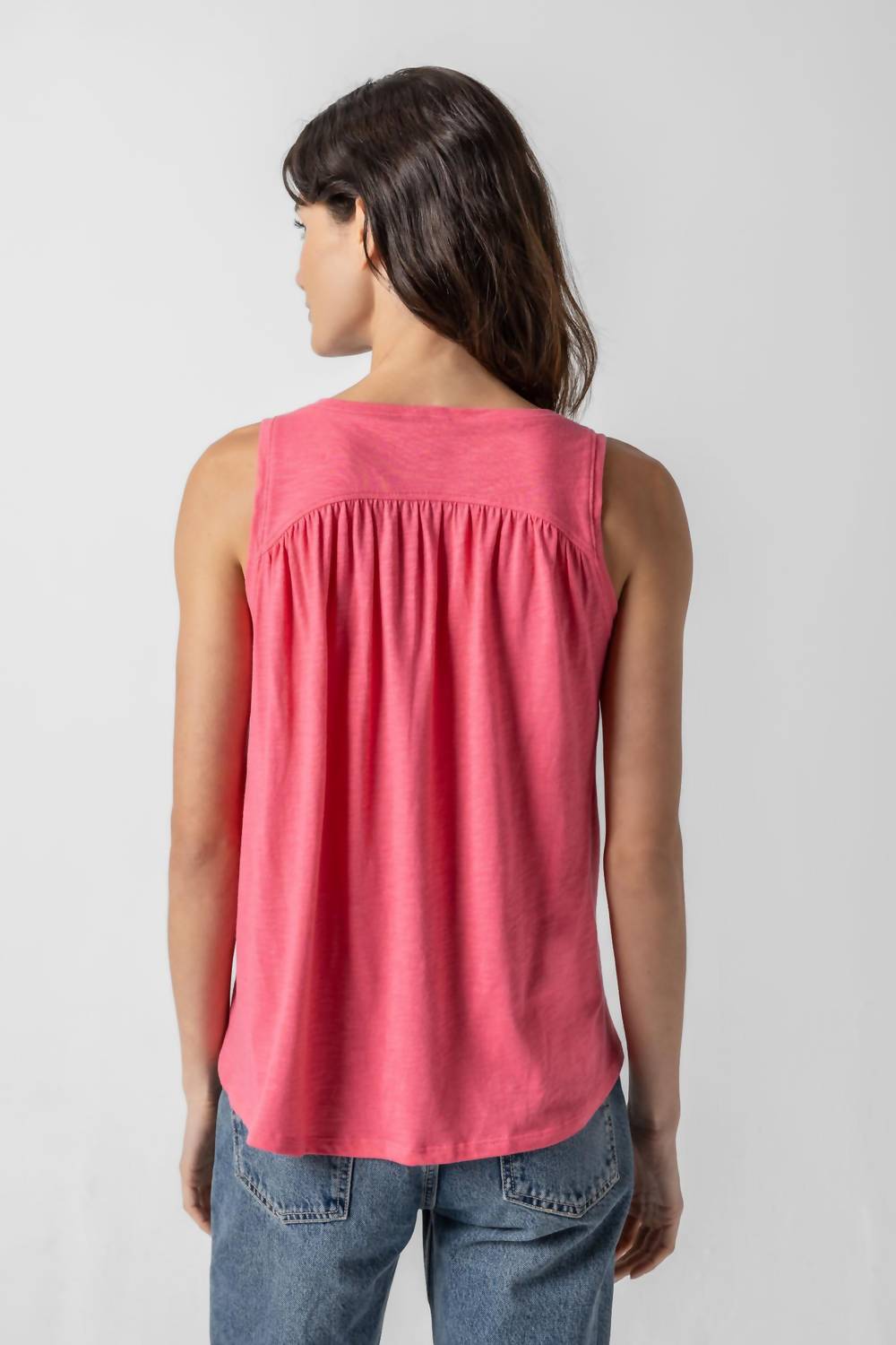 Lilla P - Flame Shirred Back V Neck Tank