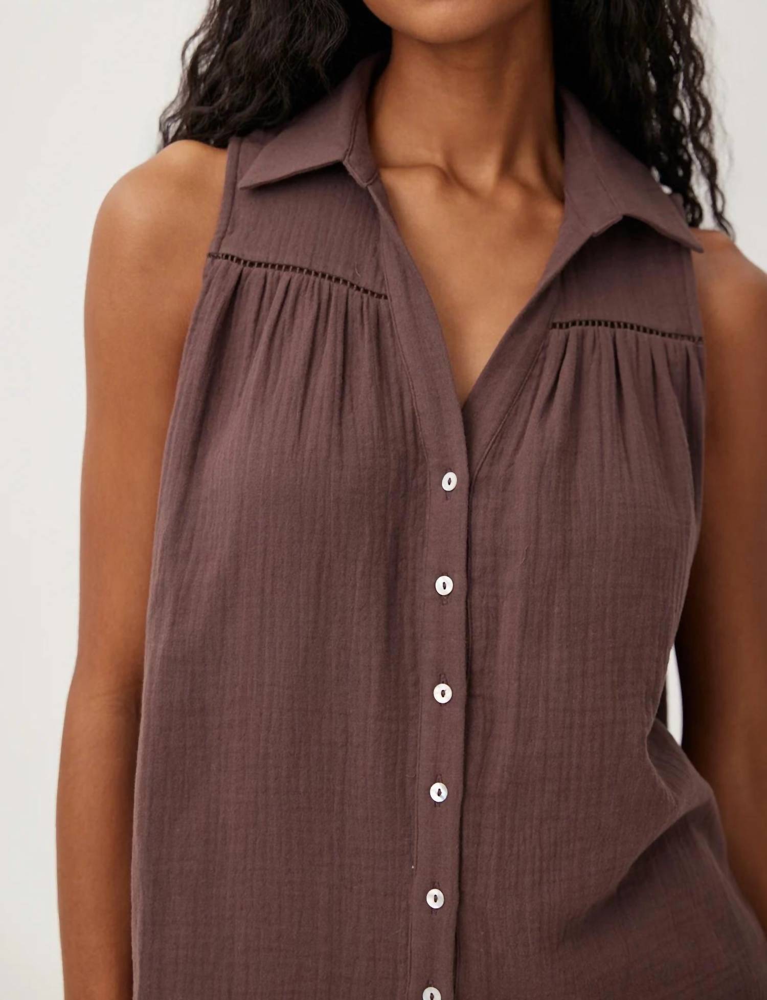 Bella Dahl - Sleeveless Ladder Trim Shirt