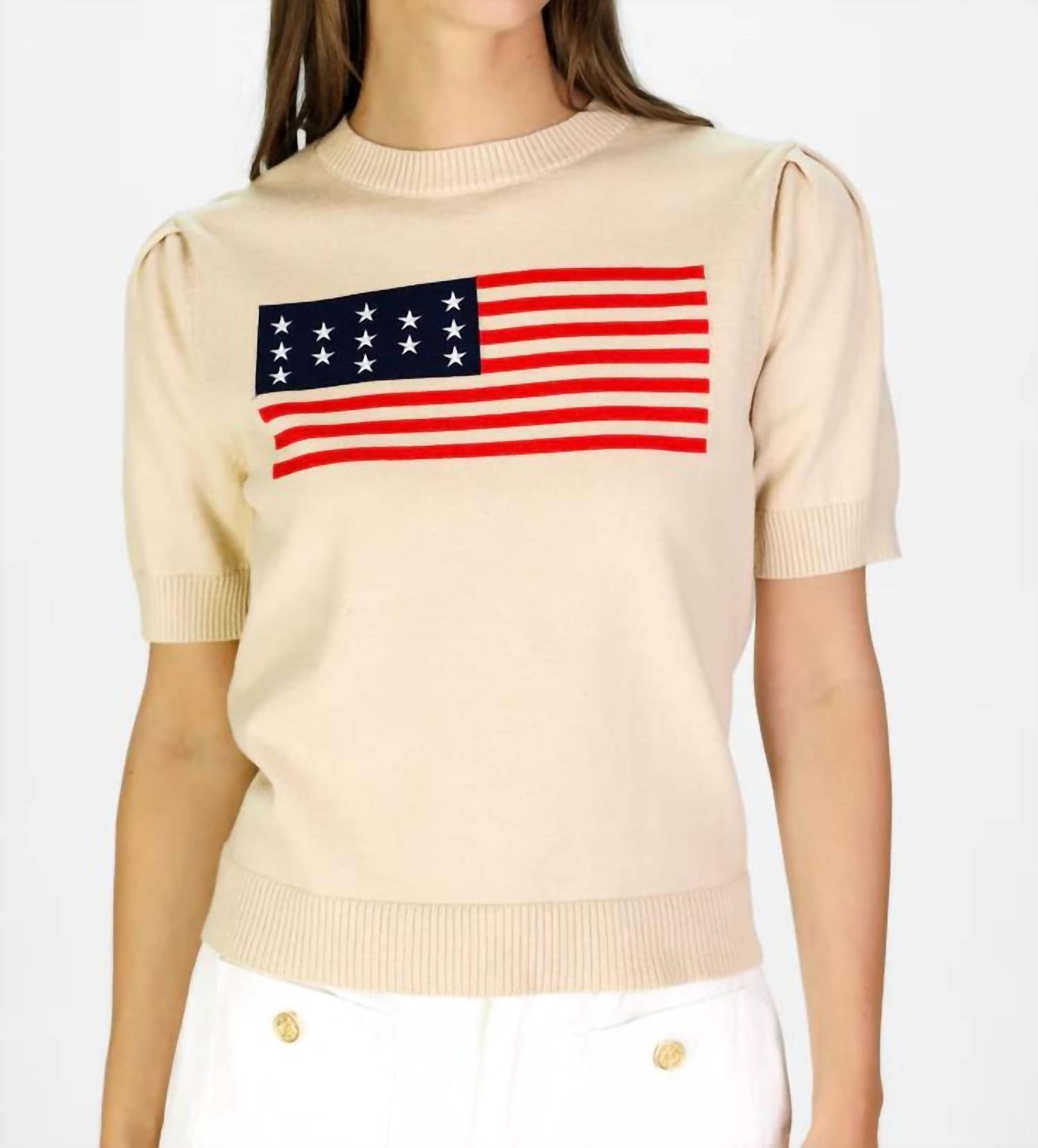 Duffield Lane - Puff Sleeve Flag Sweater