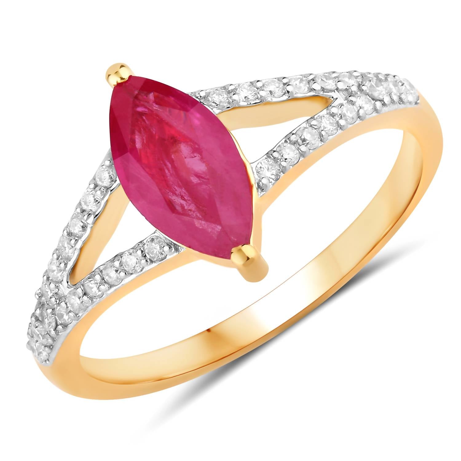 Diana M Jewels Women's Marquise Natural Ruby Fashion Ring (1.58 Ct) - Classic in 14k yellow gold - women's jewelry