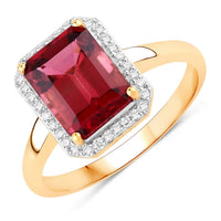 Diana M Jewels Women's Octagon Natural Rubellite Fashion Ring (2.75 Ct) - Signature in 14k yellow gold - women's jewelry - detail view