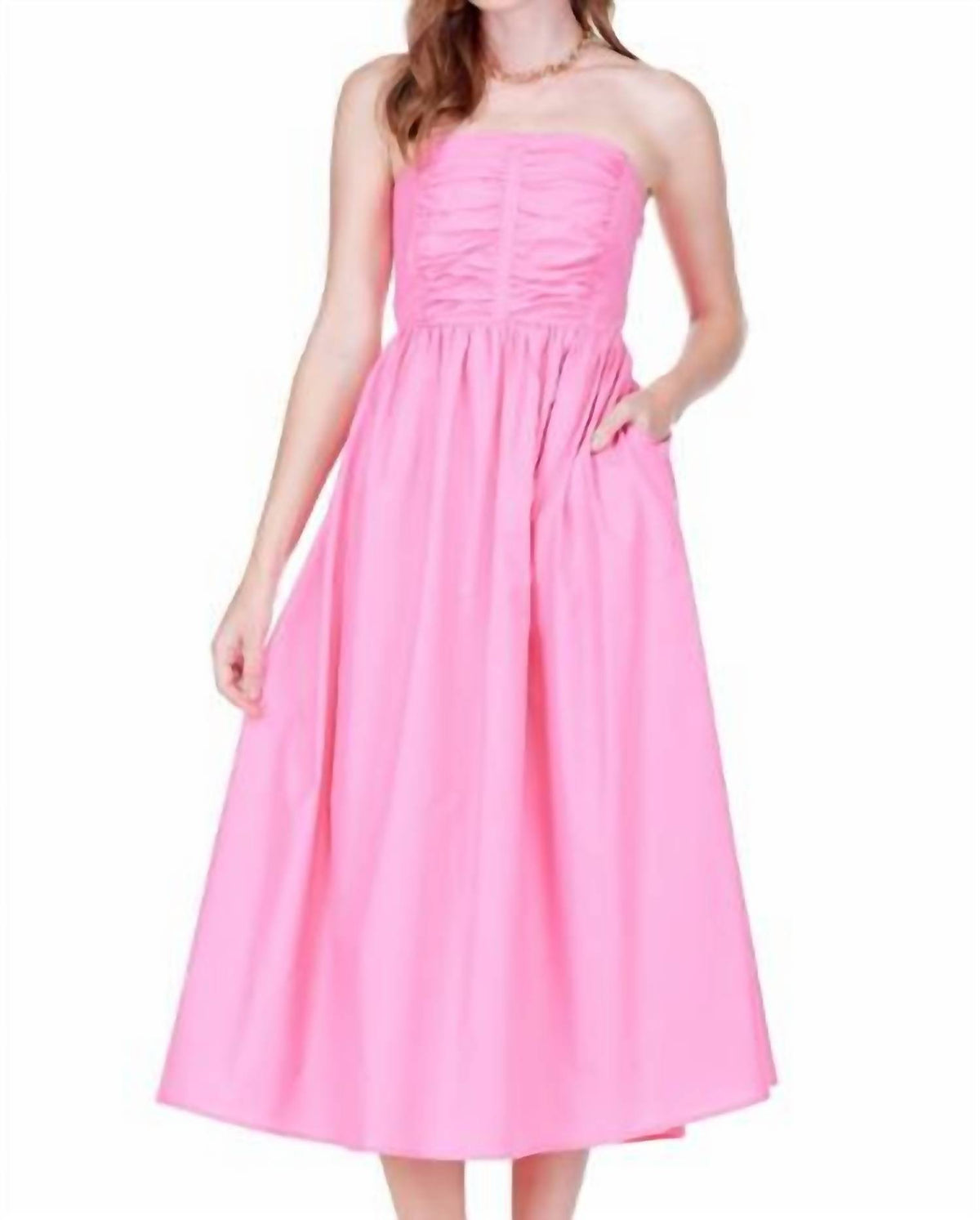 Joy Joy - Strapless Cotton Midi Dress