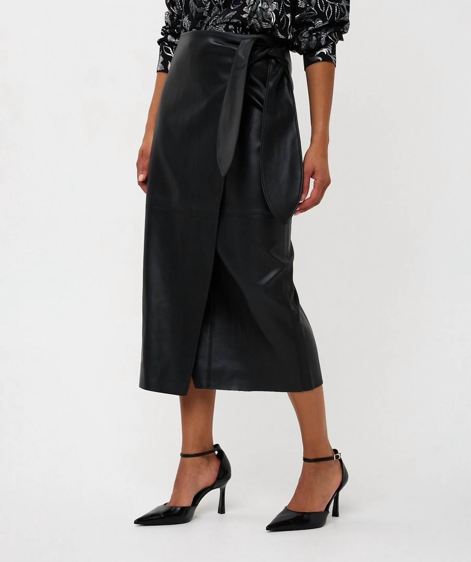 Esqualo - Pu Belted Midi Skirt