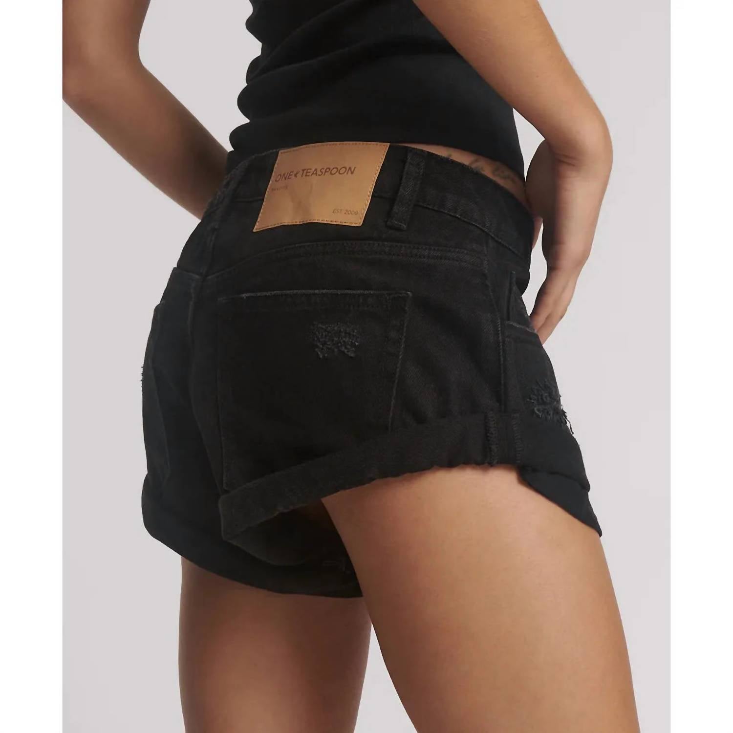 ONE TEASPOON Bandit Low Waist Short in black - women's shorts - view 4