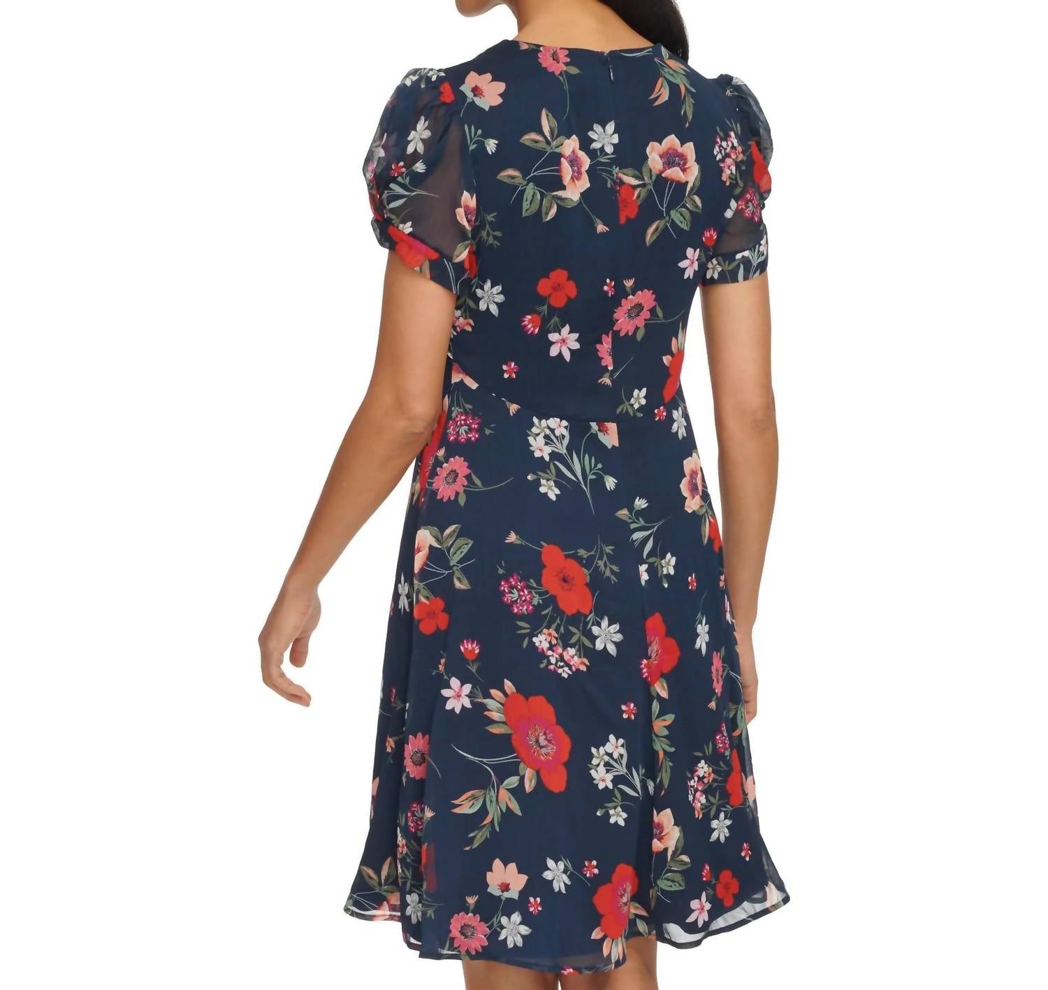 Calvin Klein - Puff Sleeve Chiffon Mini Dress