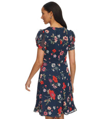 Calvin Klein - Puff Sleeve Chiffon Mini Dress