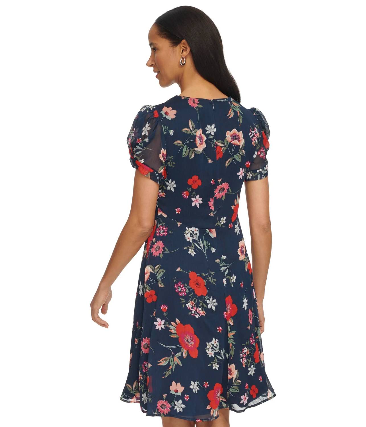 Calvin Klein - Puff Sleeve Chiffon Mini Dress