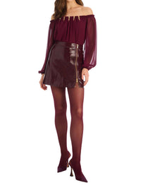 ALLISON NEW YORK River Mini Skirt in burgundy - women's skirt - view 5