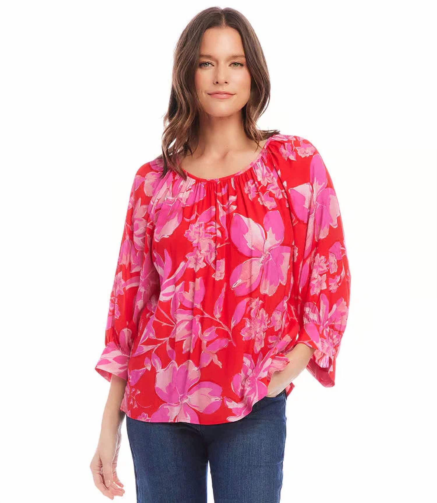 Karen Kane - Farren Floral Print Blouson Sleeve Top