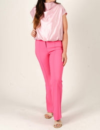 GLAM Rosewater Glow Mock Neck Top in pink - women's blouse