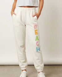 Vintage Havana Beach Studded Sweatpants in beige multi - women's pants