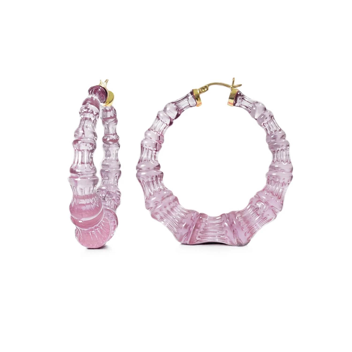 Gold & Honey - Women's Lucite Bamboo Hoop Earrings