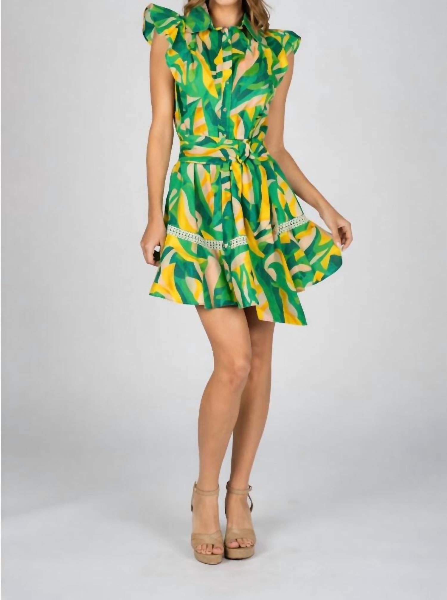 Sincerely Ours Cara Dress in green tropical - women's dress