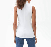 Michael Stars Hillary Ribbed Turtleneck Top in snow - women's sweater - detail view