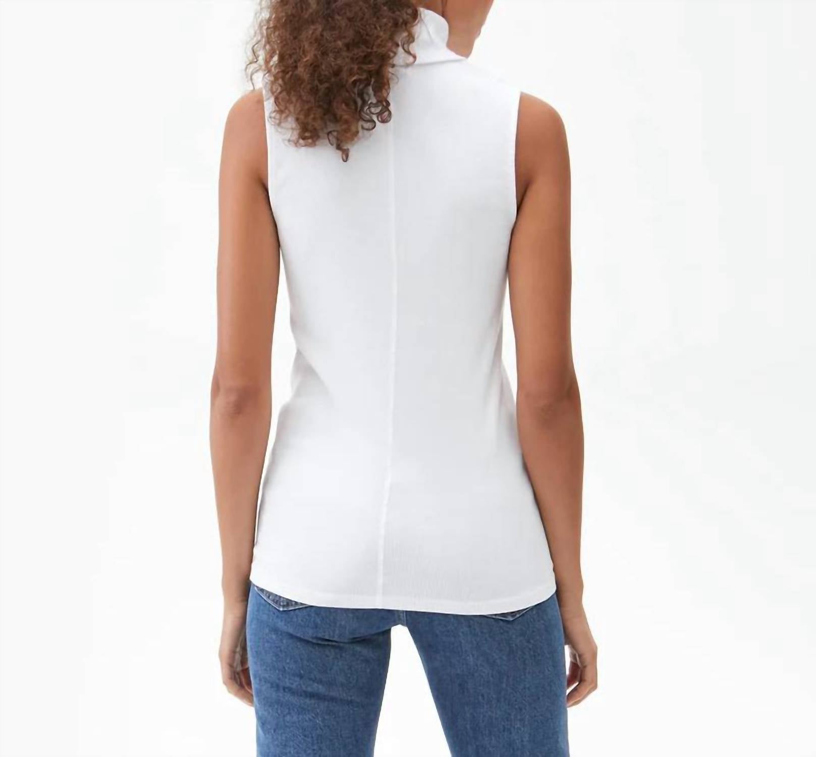 Michael Stars Hillary Ribbed Turtleneck Top in snow - women's sweater - detail view