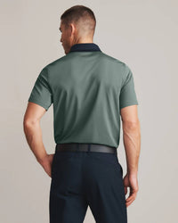 RHONE Golf Sport Polo in tidal green - men's shirt - detail view