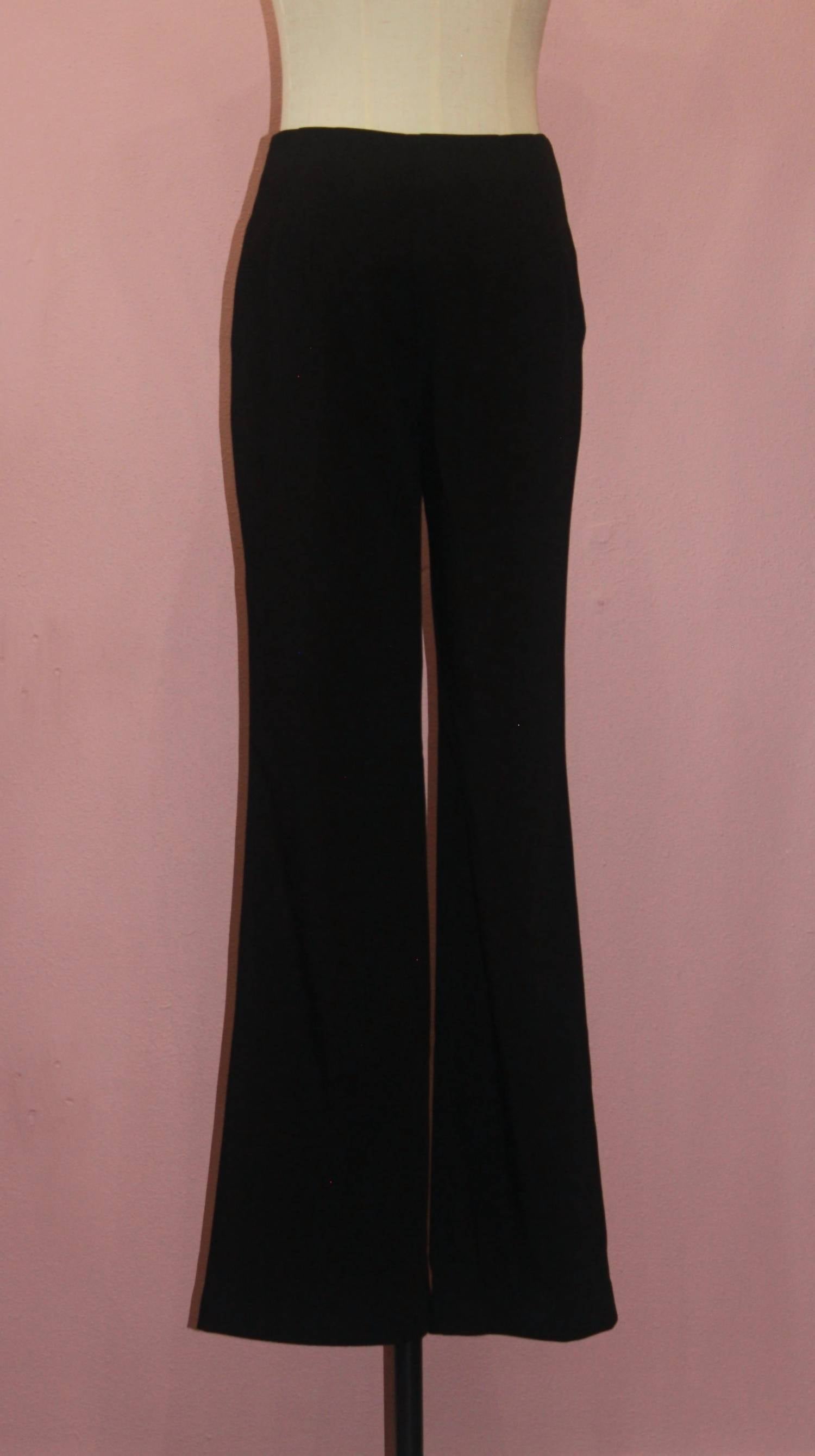 CRESCENT Women's Noelle Front Slit Flare Pants in black - women's pants - detail view