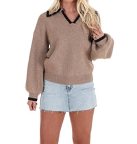 She + Sky - City Stroll V-Neck Sweater