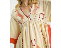 Style Usa - Western Horse Embroidered Dress