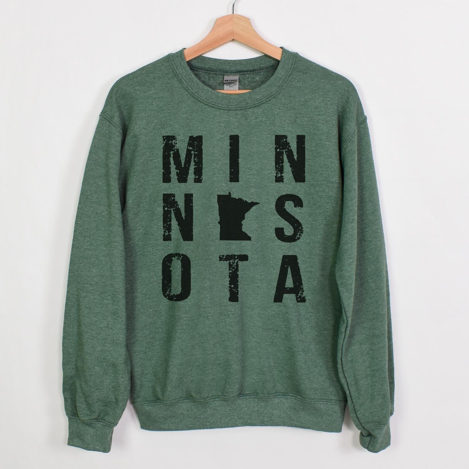 Fuzzy Loon Designs Unisex - Minnesota Square Comfy Crewneck Sweatshirt in green - men's sweater